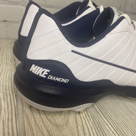 Nike Diamond Alpha Huarache Metal Baseball Cleats Men’s 11 White Navy DJ6516-103 - Picture 2 of 8